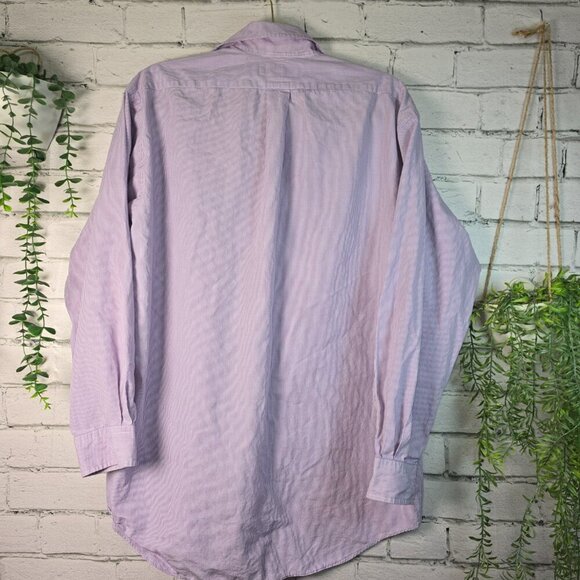 J. CREW MENS LONG SLEEVE BUTTON DOWN WHITE WITH PURPLE WINDOWPANE PRINT SIZE XL - Picture 5 of 7